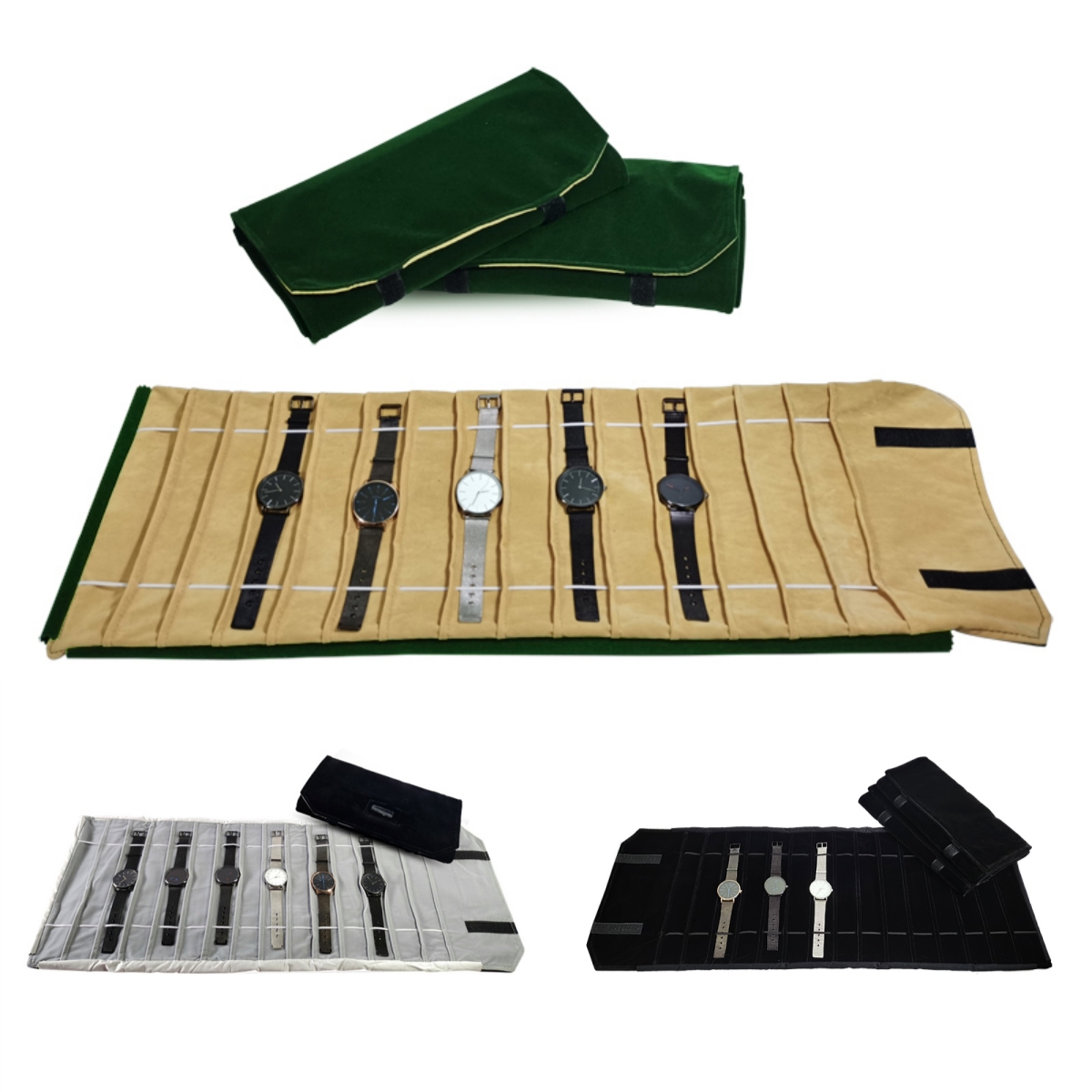Travel Accessories Jewelry - Bolsa enrollable de terciopelo para reloj,