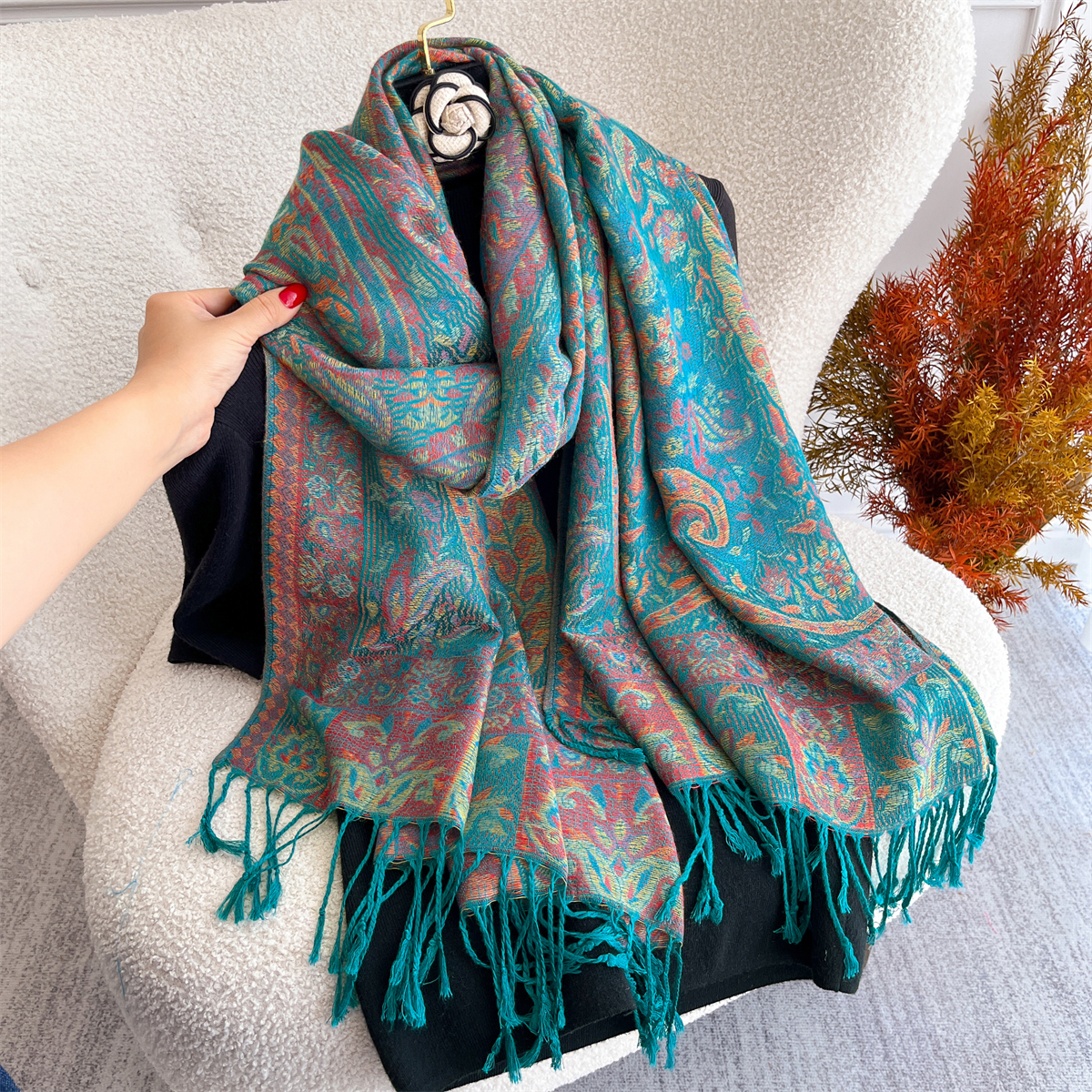 Travel Accessories Neck - Bufanda de Jacquard gruesa y cálida
