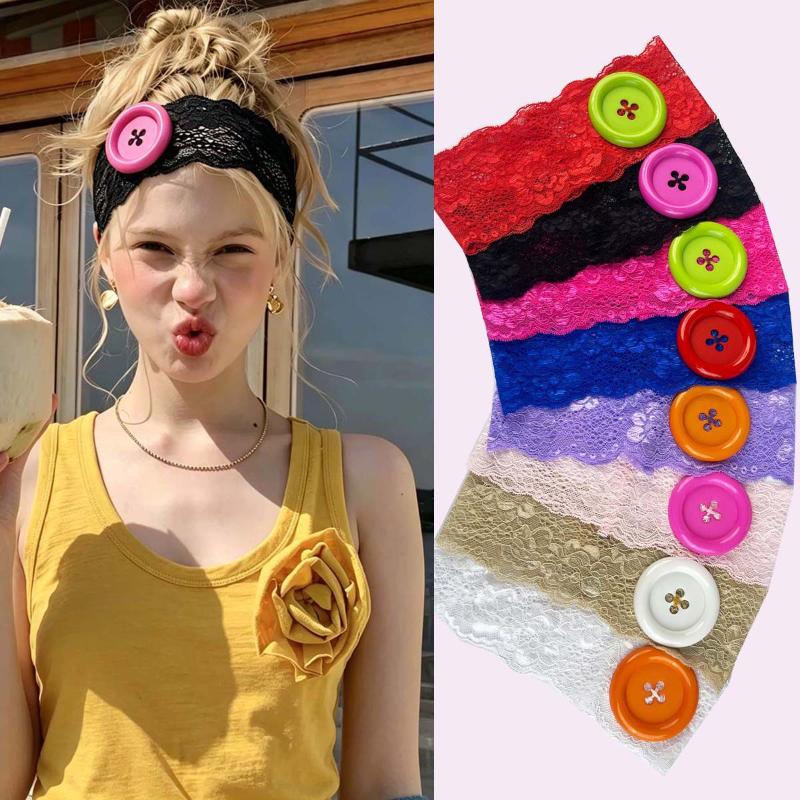 Travel Yoga Accessories - Diadema elástica ancha con botones grandes