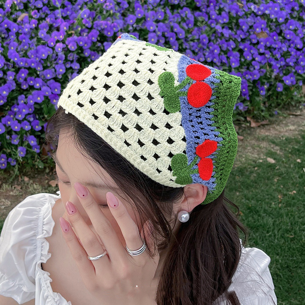 Travel Accessories For Elderly - Women Boho Crochet Head Scarf Sweet