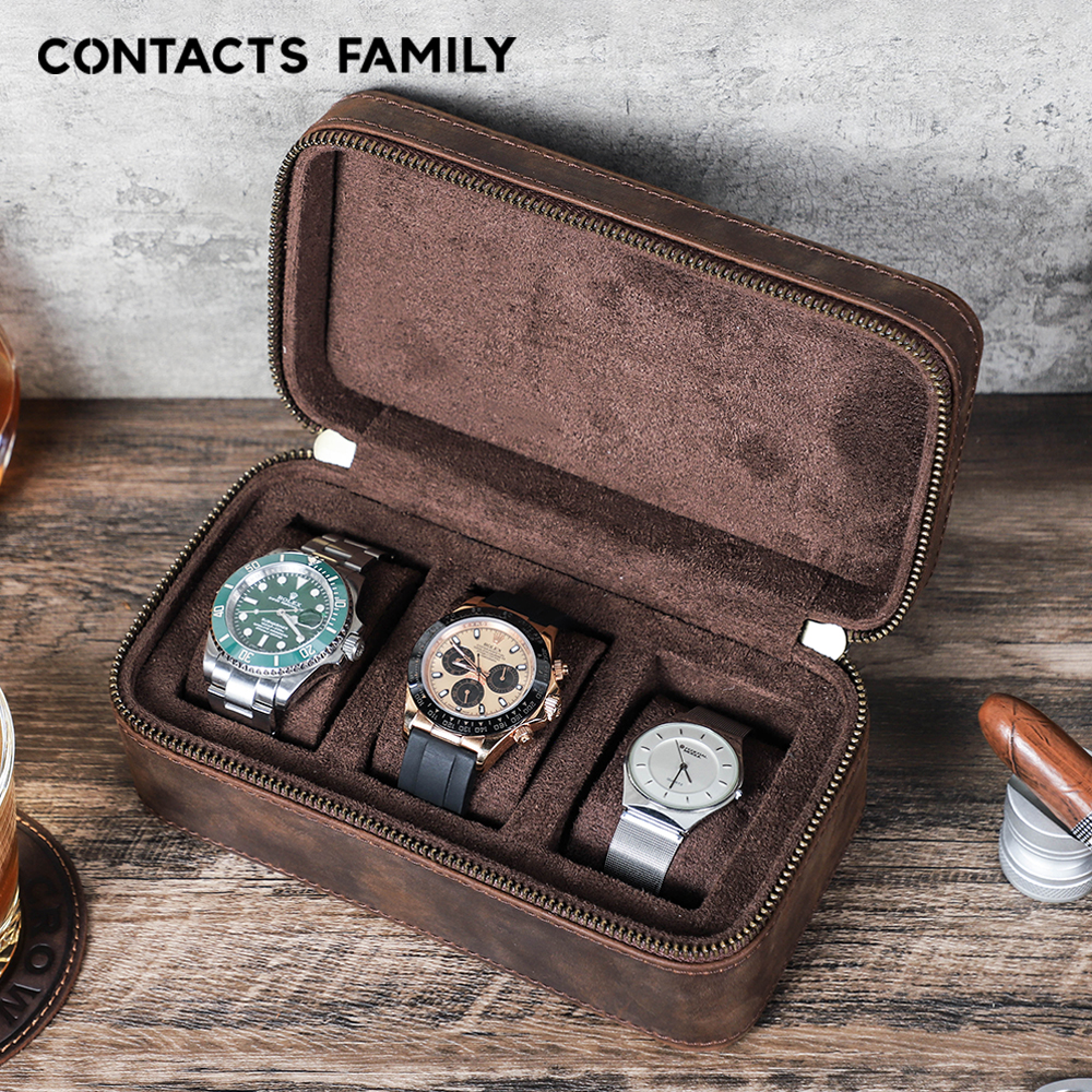 Travel Jewellery & Accessories Organiser - Estuche de reloj de cuero genuino