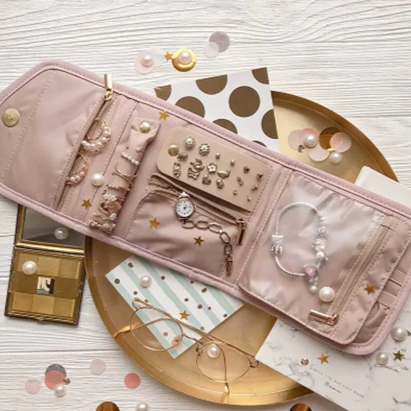 Travel Jewellery & Accessories Organiser - Rollo de joyería plegable, práctico organizador