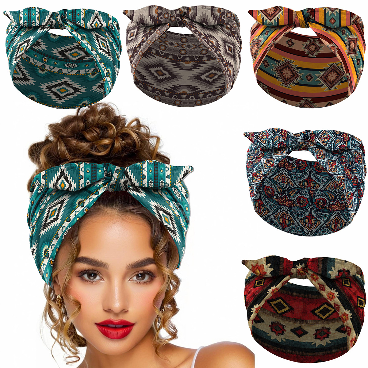 Travel Yoga Accessories - Diademas Anchas Étnicas Tribales Vintage, Pañuelo