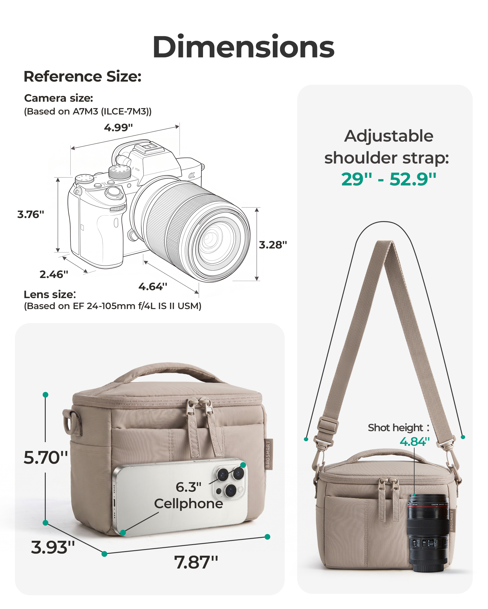 BAGSMART Bolso de hombro acolc - Camera Bag Travel reseña y precio