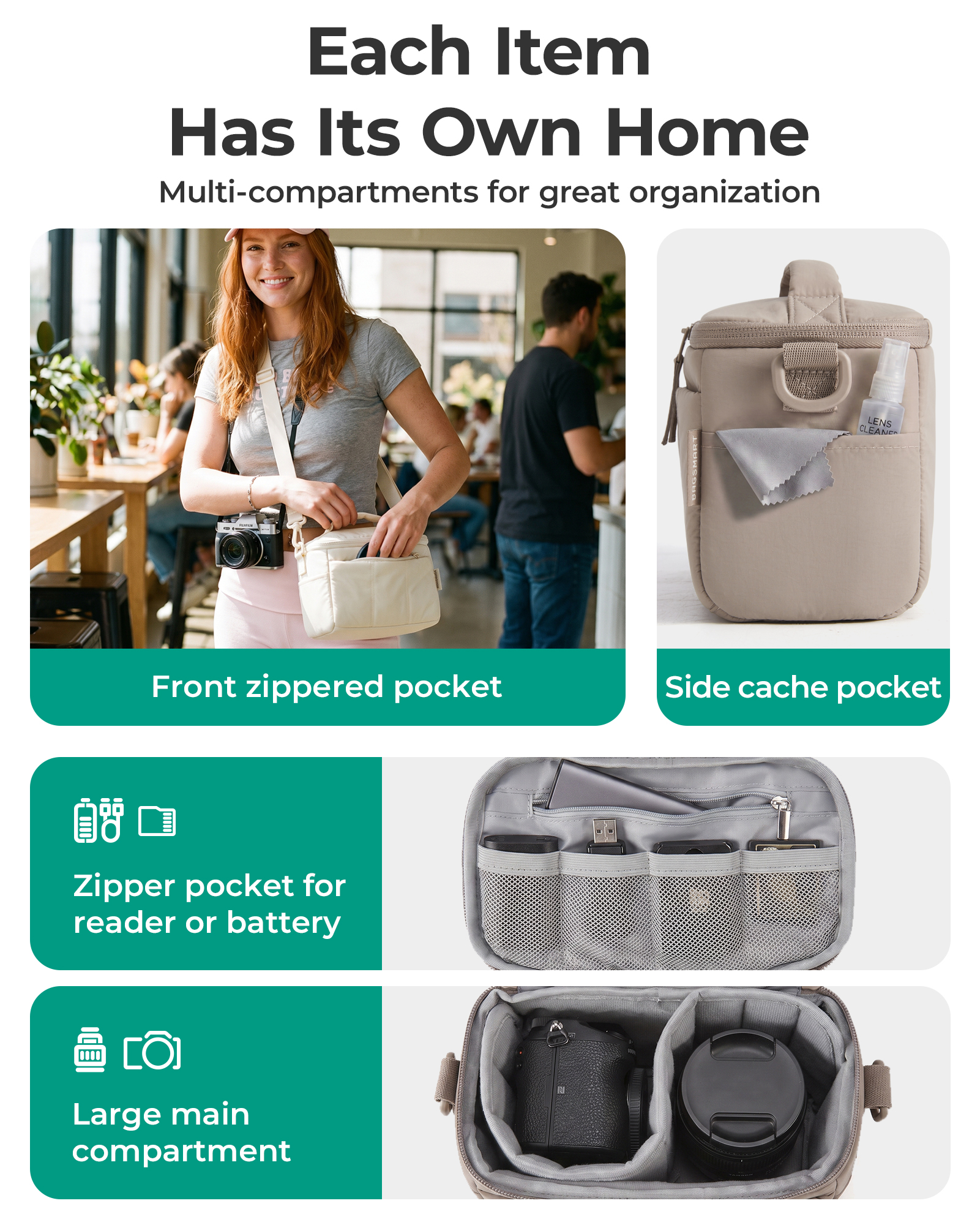 BAGSMART Bolso de hombro acolc - Camera Bag Travel reseña y precio