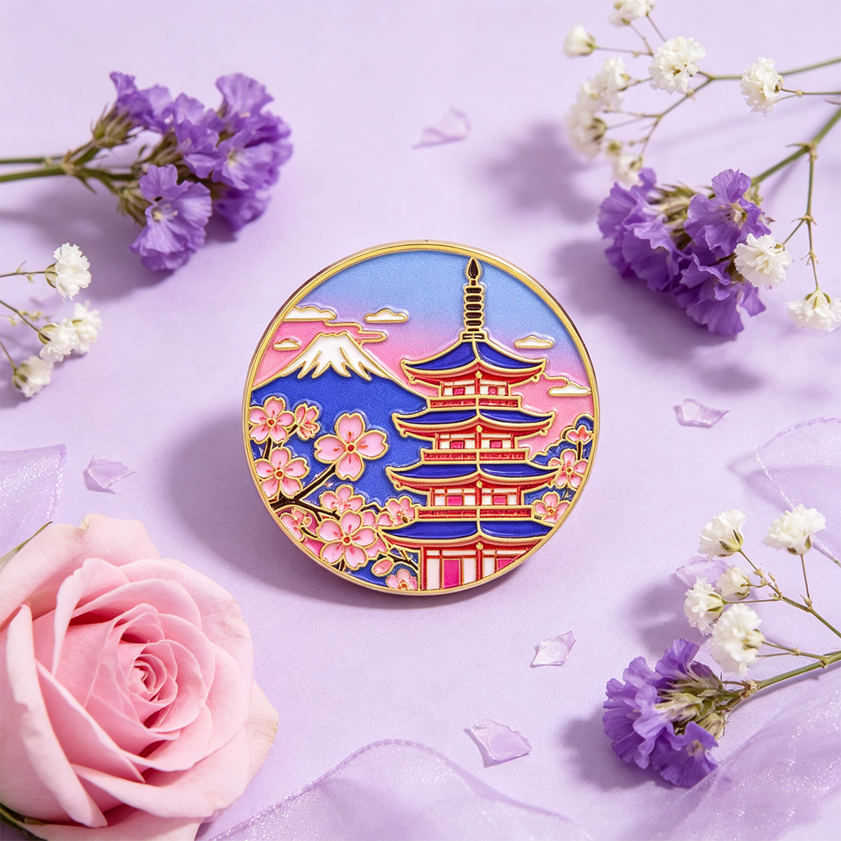 Pin Esmaltado de Flor de Cerez - Travel Accessories Jewelry reseña y precio