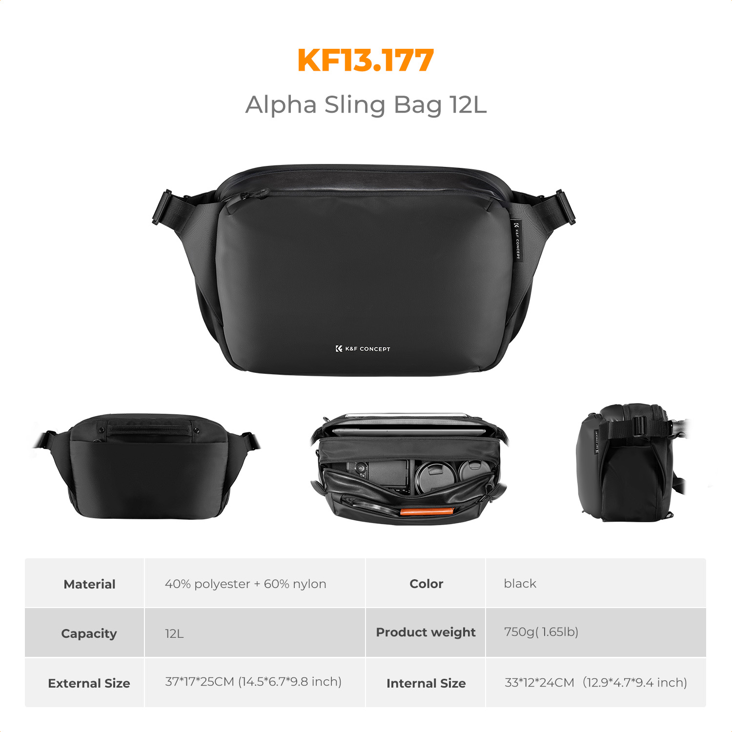 K&F CONCEPT-Bolso bandolera pa - Camera Bag Travel reseña y precio