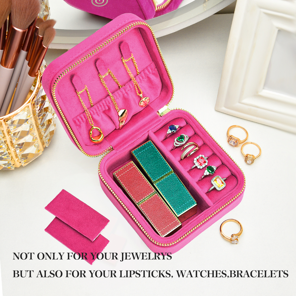 TAIMY-joyero de terciopelo ros - Travel Jewellery & Accessories Organiser reseña y precio